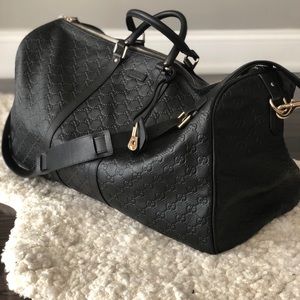 Gucci Diamanté Duffle Leather Carry-on Bag